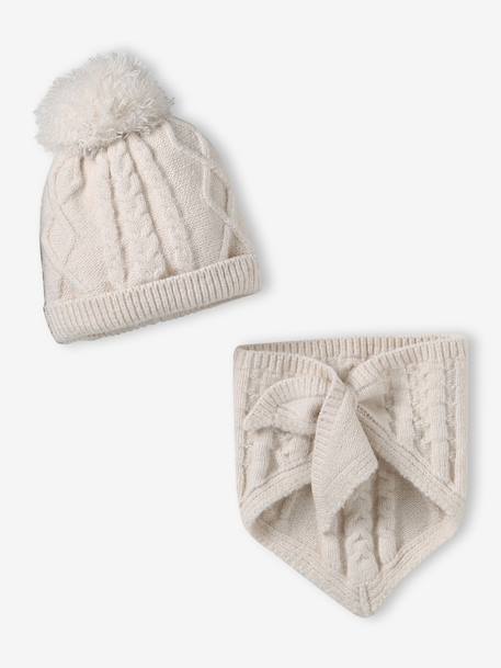 Bébé-Ensemble bébé tricot bonnet, moufles et bandana