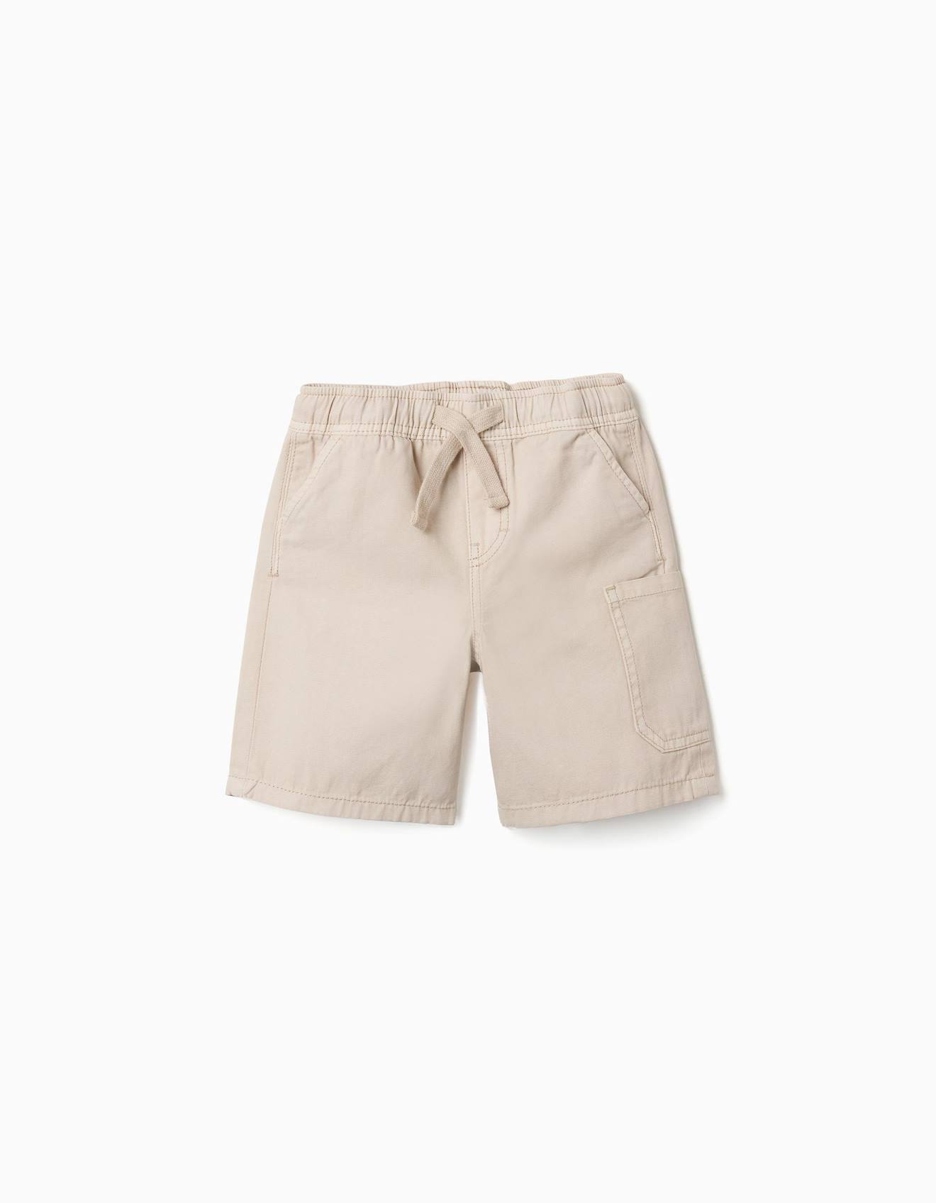 Short Midi Cargo En Coton Avec Cordon De Serrage Beige Clair