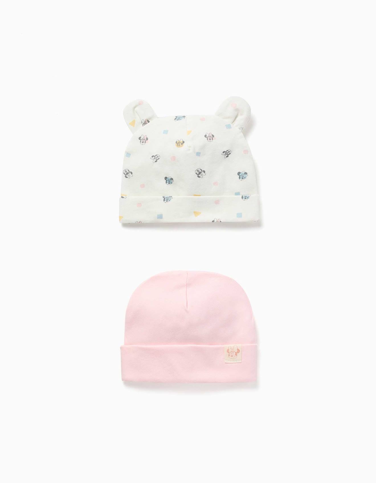 Lot De 2 Bonnets En Coton Avec Motif Minnie Rose