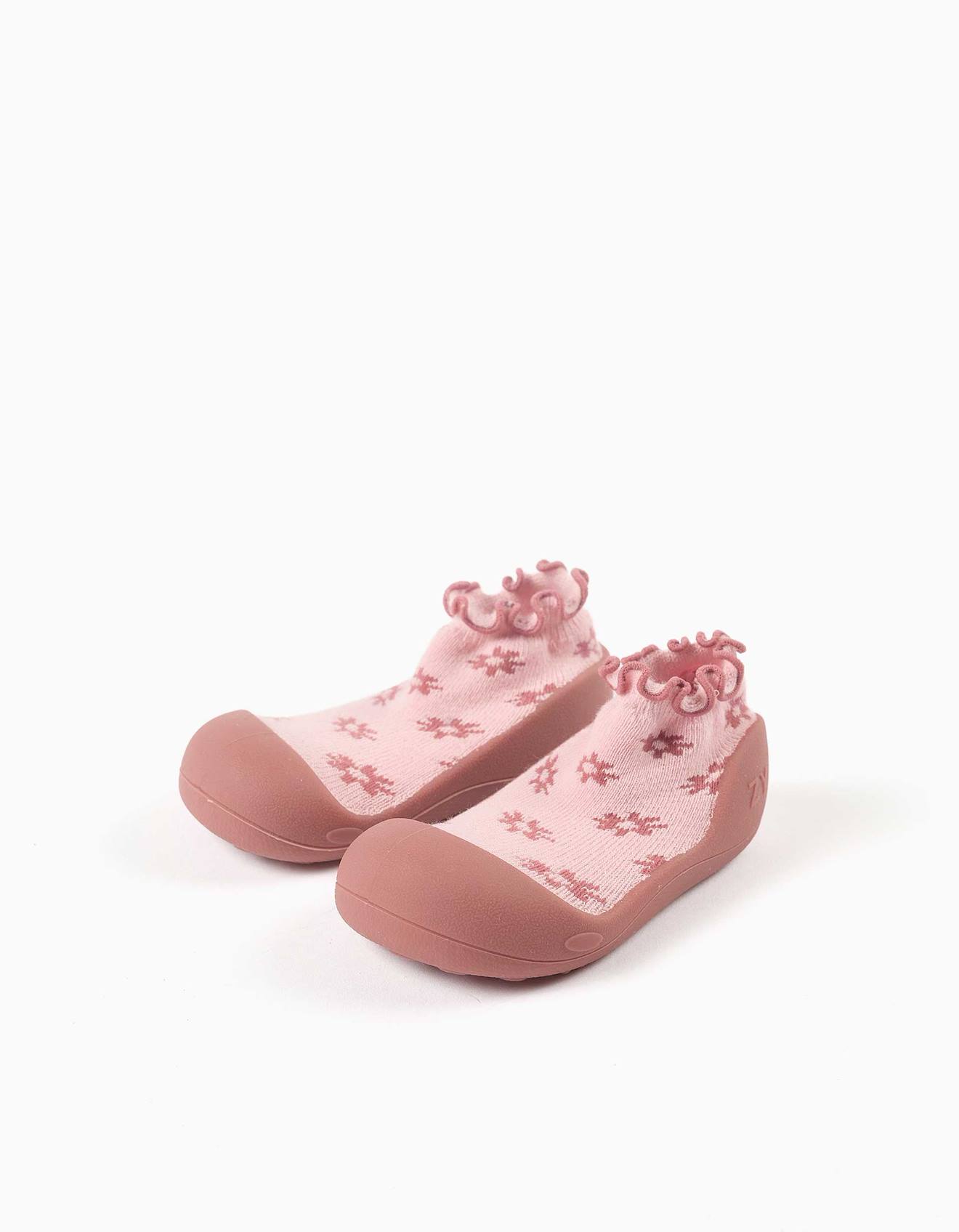 Chaussettes-chaussons Avec Motif Floral Et Semelle Antidérapante Rose Clair Chaussettes-chaussons Avec Motif Floral Et Semelle Antidérapante Rose Clair