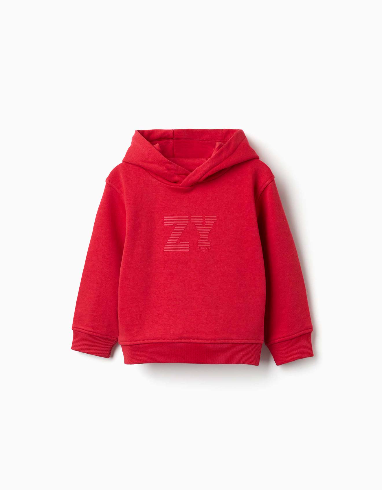 Sweat À Capuche Avec Imprimé En Relief Zy Rouge