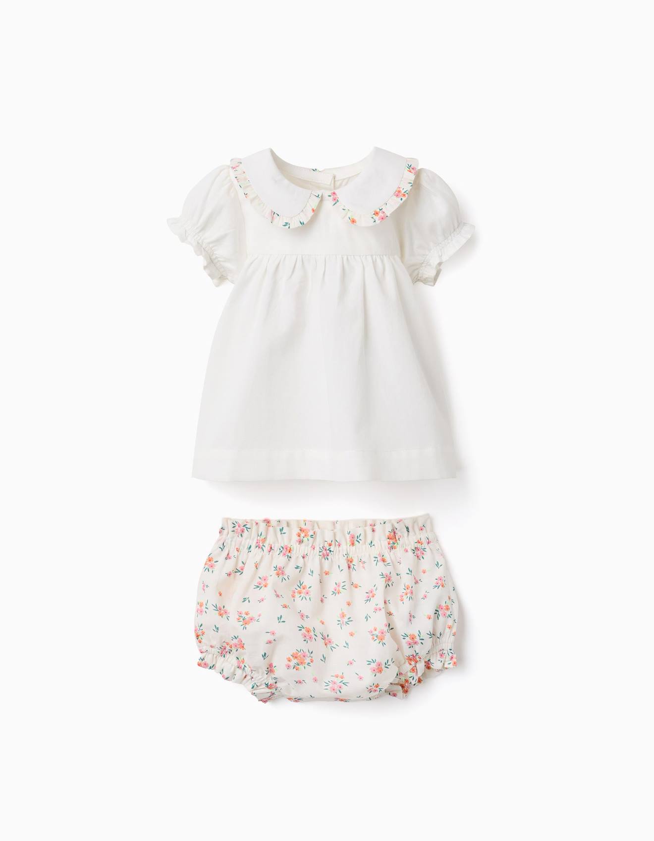 Blouse Et Bloomer En Coton Avec Volants Beige Clair