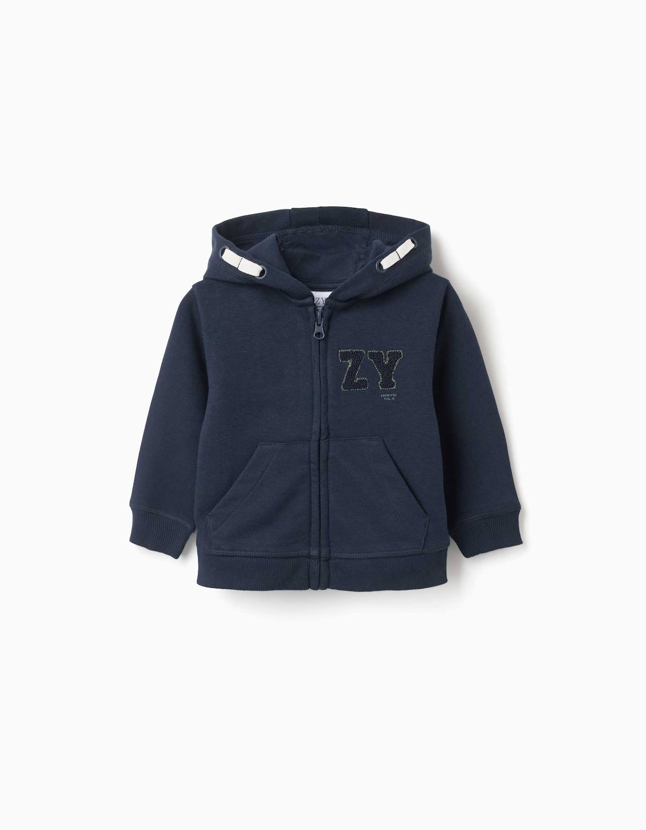 Sweat Zippé Avec Broderie En Bouclettes Zy Bleu Foncé