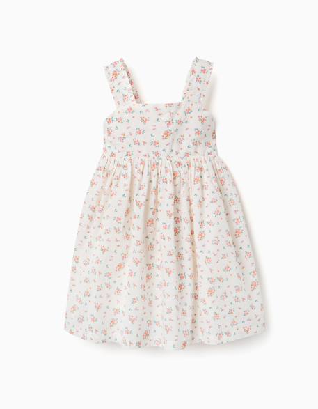 Fille-Robe-Robe sans manches en coton avec motif floral