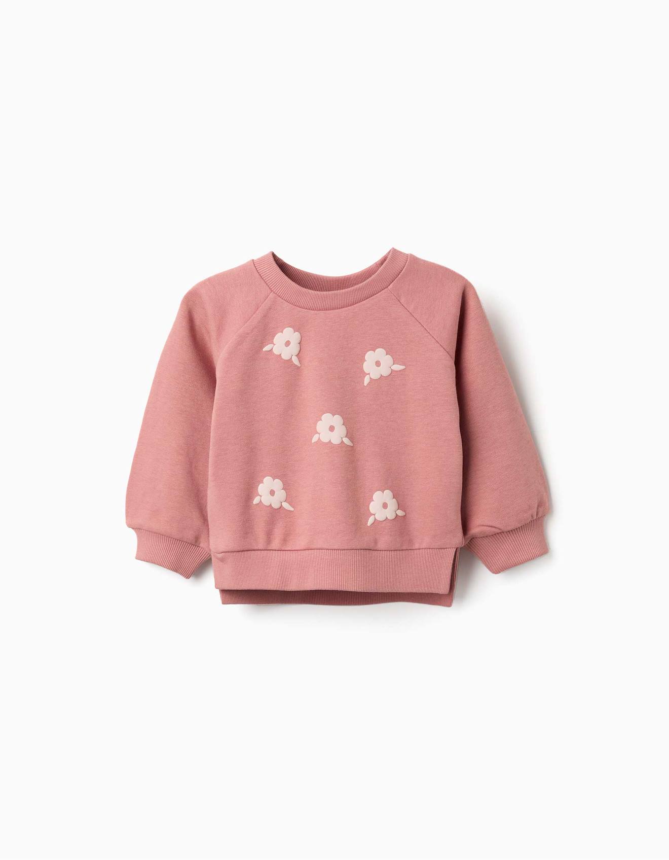 Sweat Avec Imprimé Floral En Relief Rose
