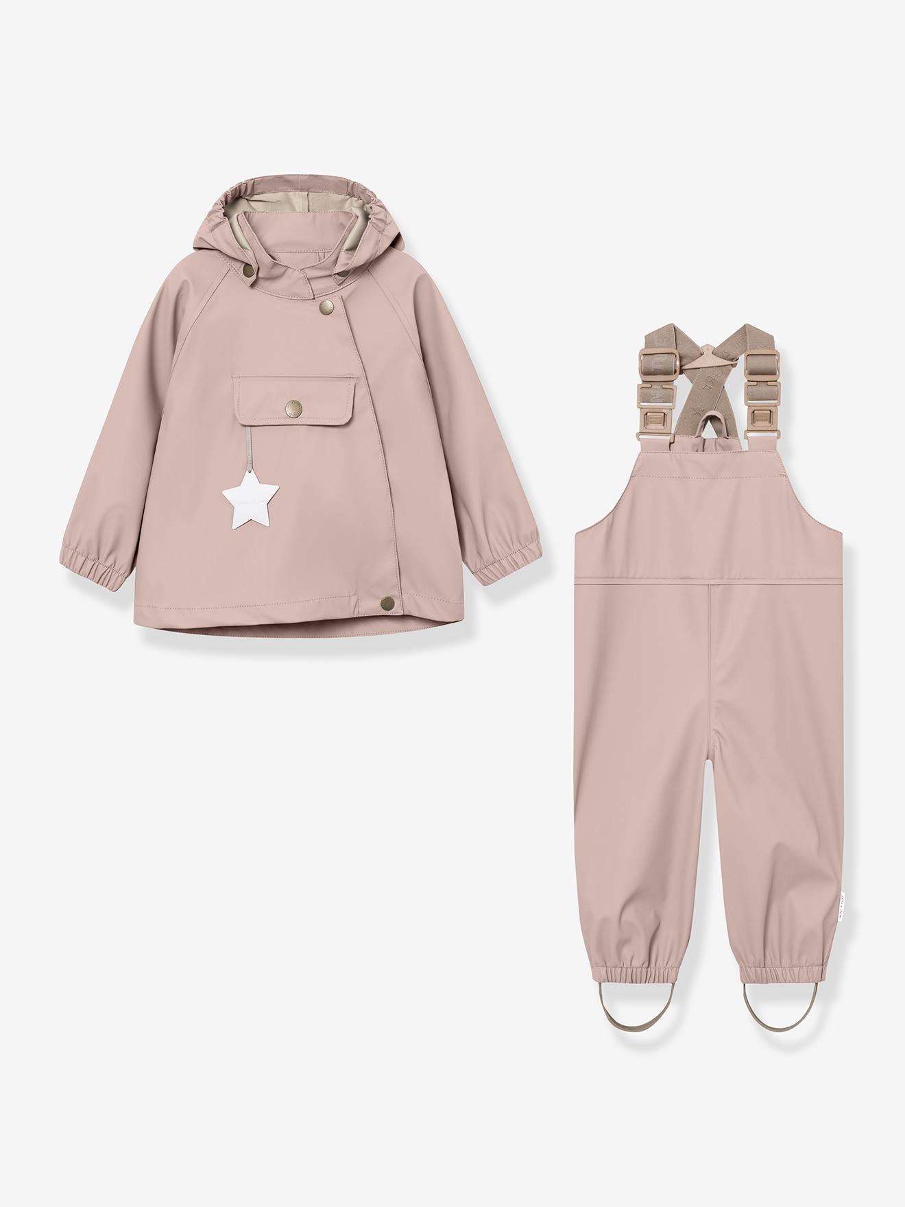 Ensemble enfant : veste de pluie & pantalon imperméable MATWAINIS vieux rose