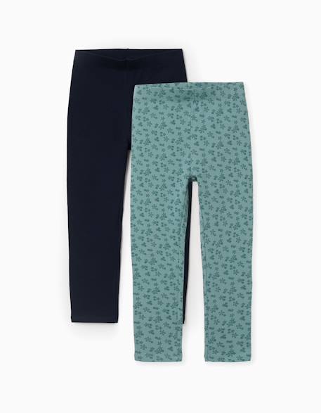 Fille-Pantalon-Lot de 2 leggings unis et imprimés