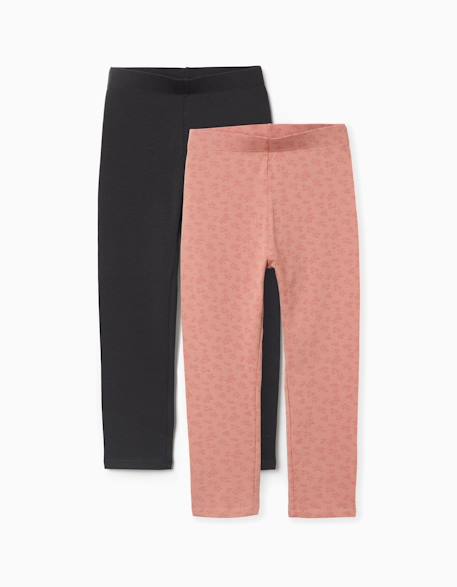 Fille-Pantalon-Lot de 2 leggings unis et imprimés