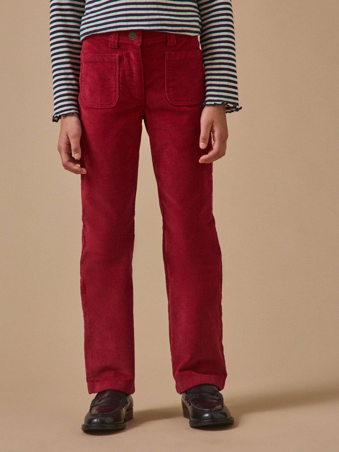 Pantalon Flare En Velours Cerise