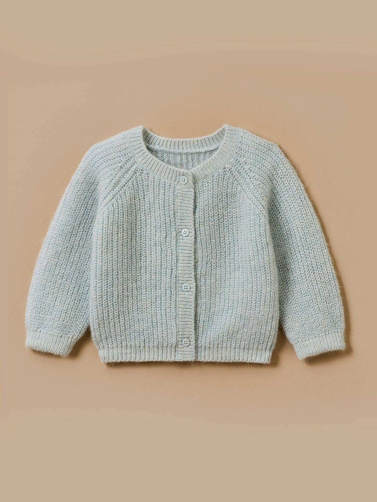 Cardigan Laine Et Mohair Bébé Bleu Grise