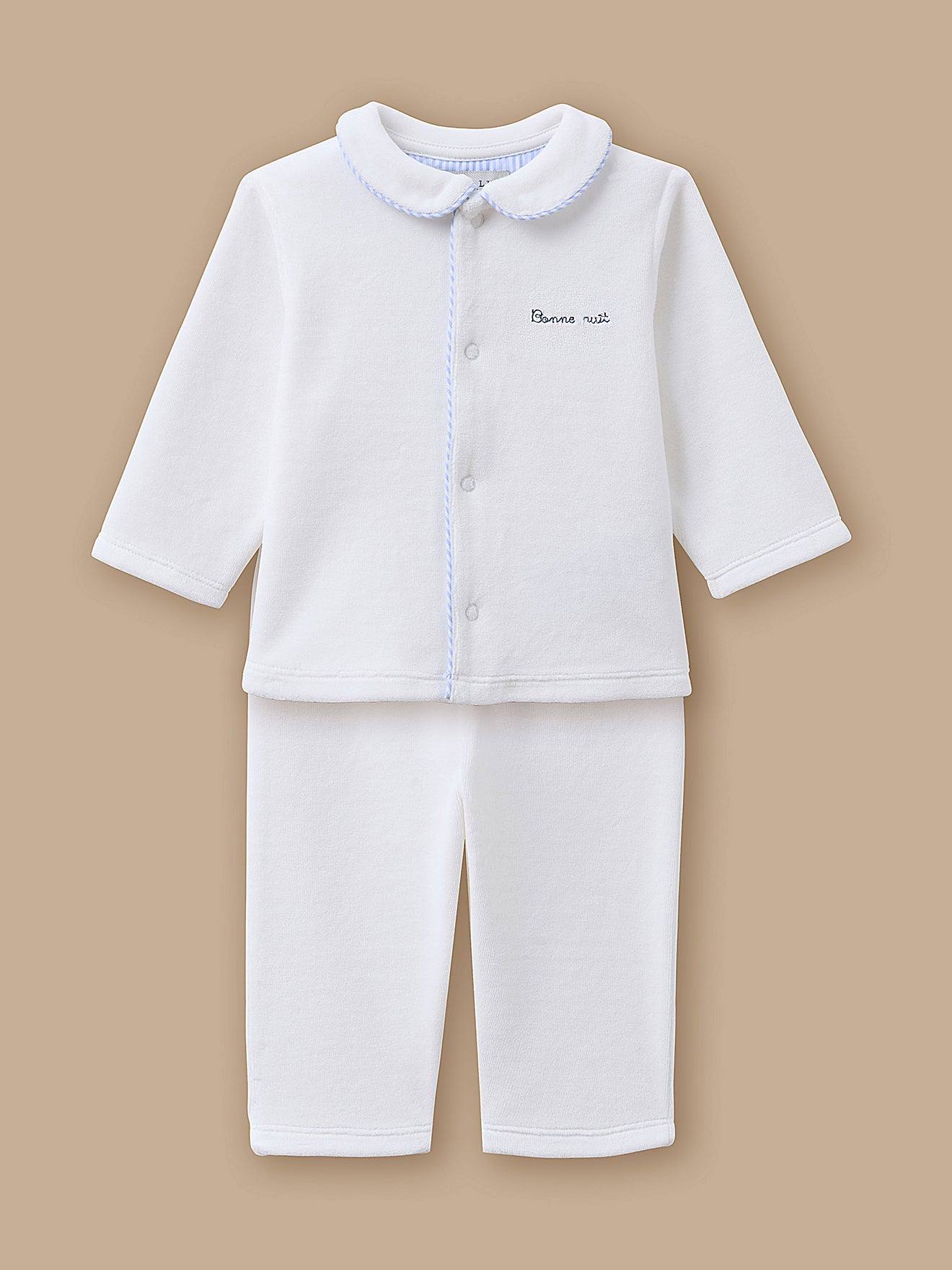 Pyjama Bébé En Velours Blanc Doux