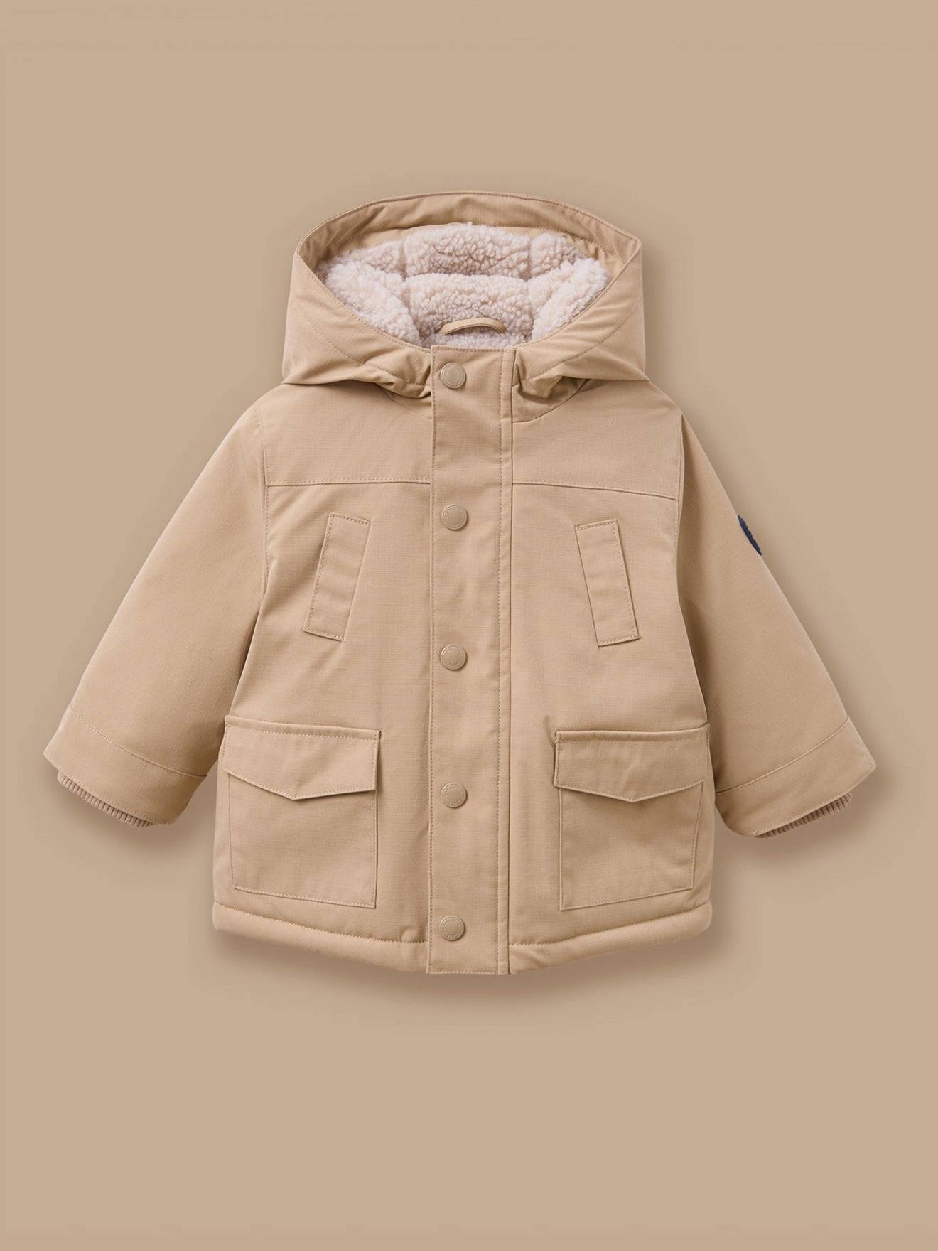 Parka Doublée Sherpa Bébé Sucre Brun