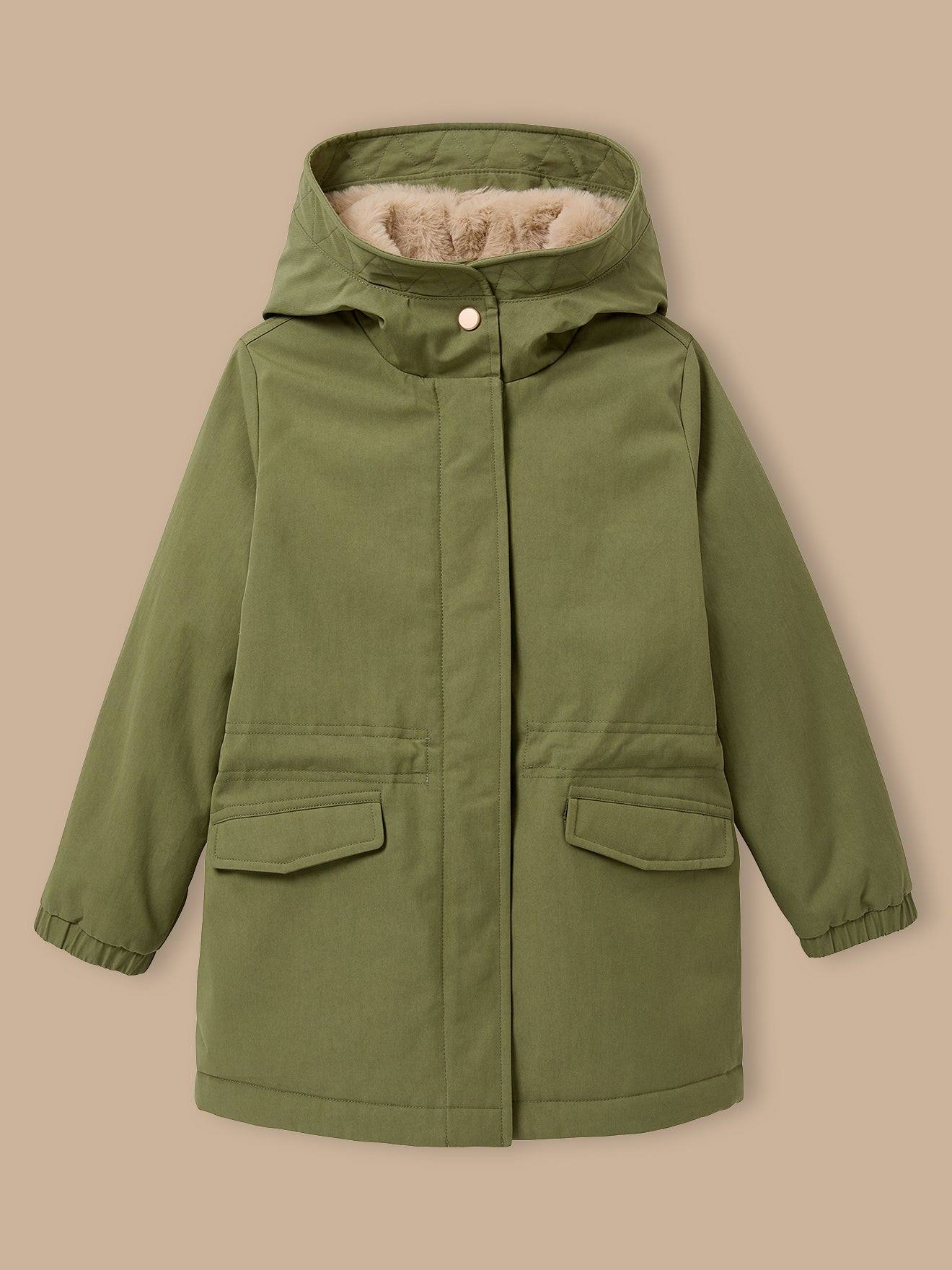 Parka Imitation Fourrure - Collection Junior Vert Olive