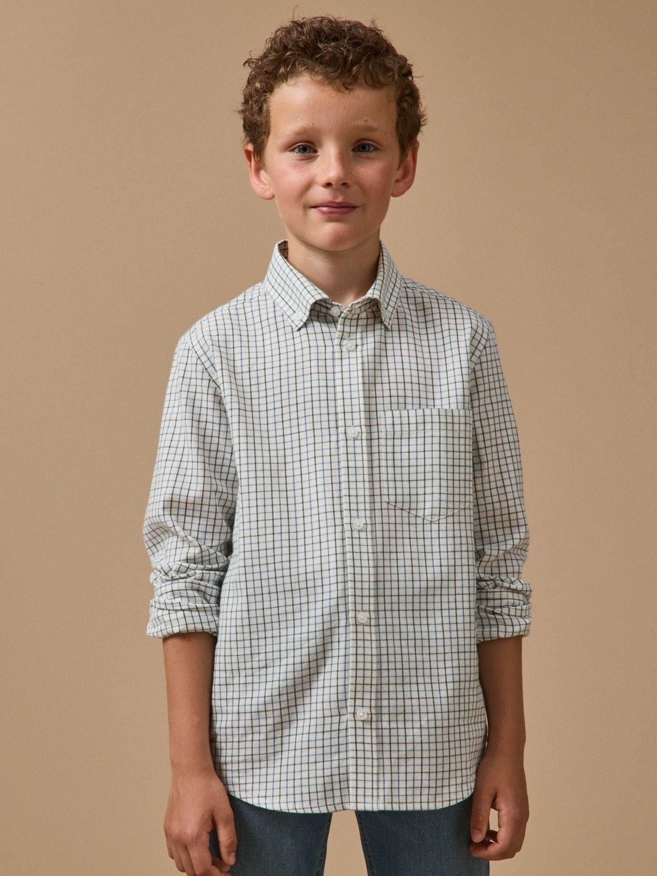 Chemise À Carreaux Tattersall Garçon Carreaux Bleu