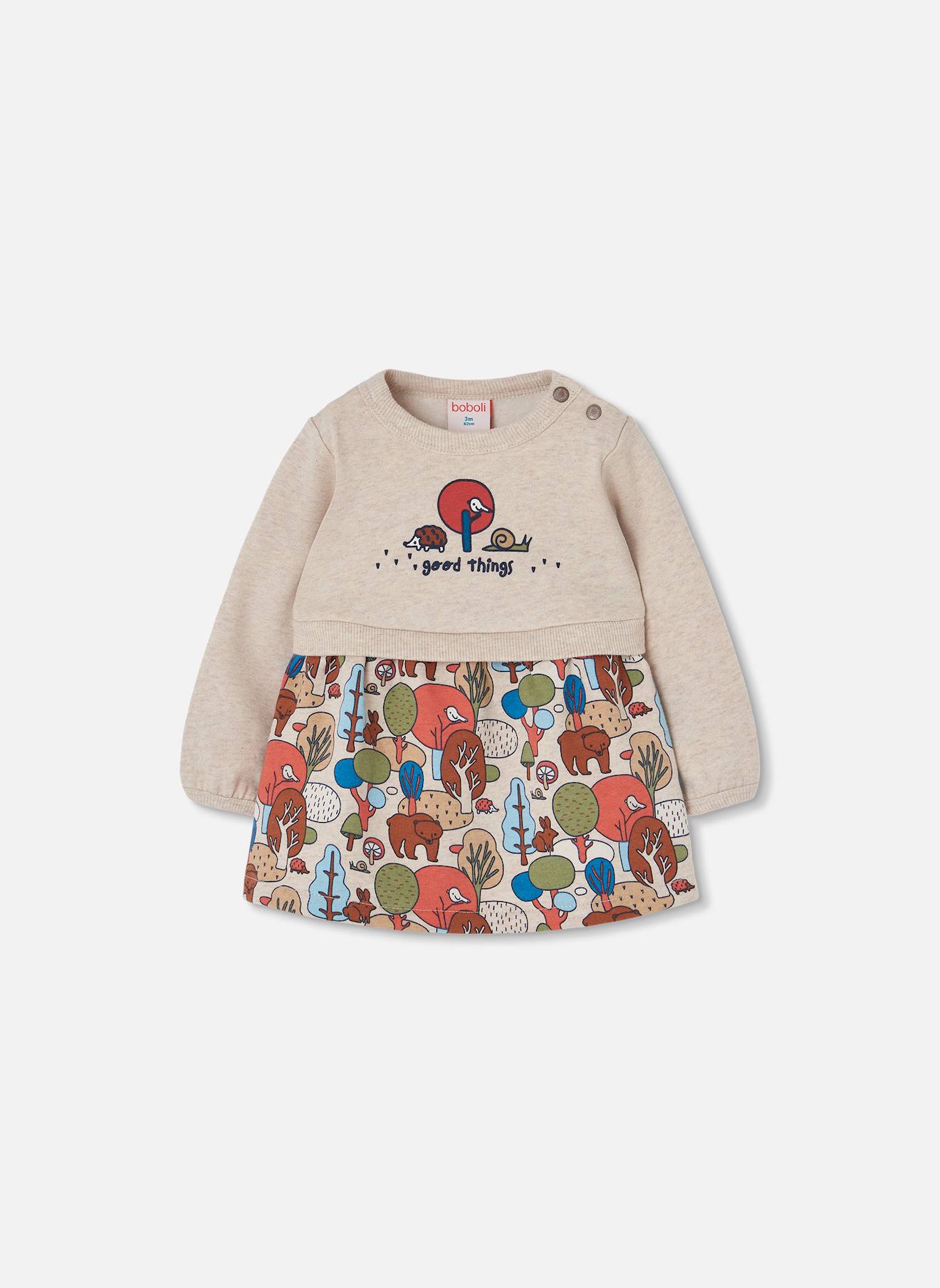 Robe Bébé Molleton Imprimé Foret Marron