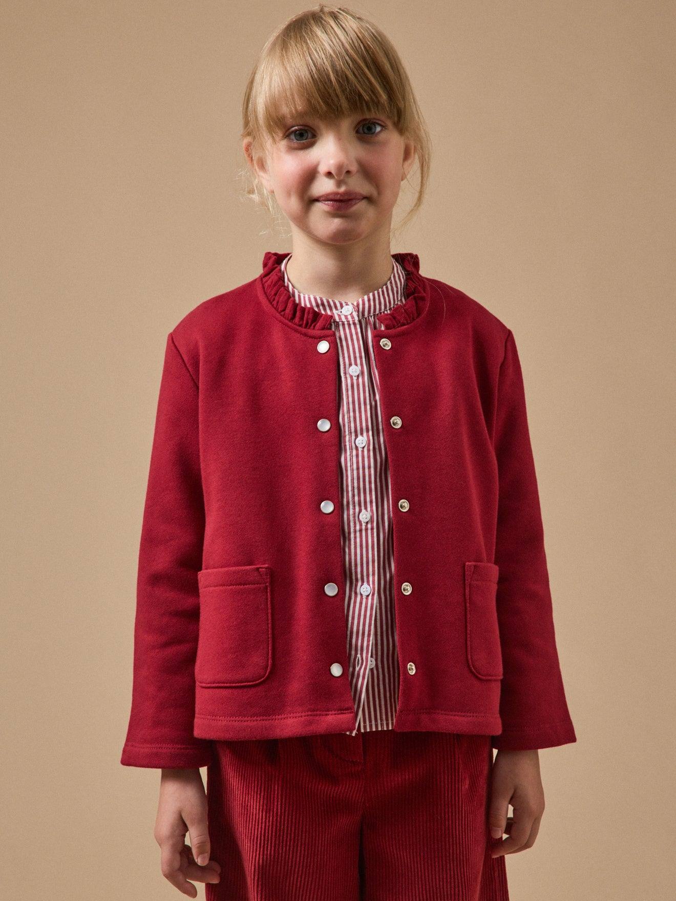 Gilet Fille En Molleton - Coton Biologique Cerise
