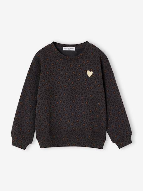 Sweat fille léopard capsule mère/fille beige+gris foncé 10 - vertbaudet enfant 