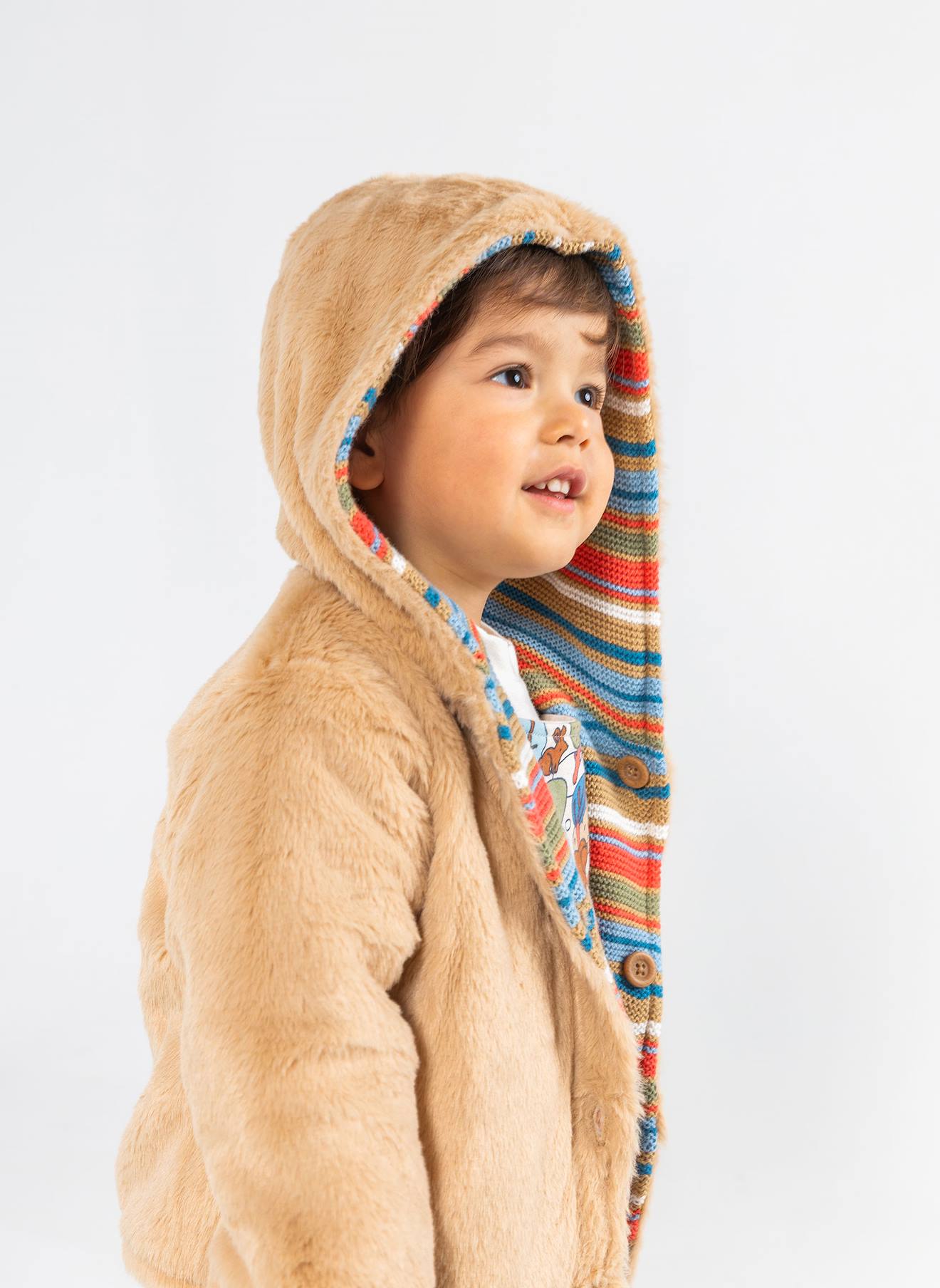 Veste En Maille Bébé Réversible À Rayures Marron