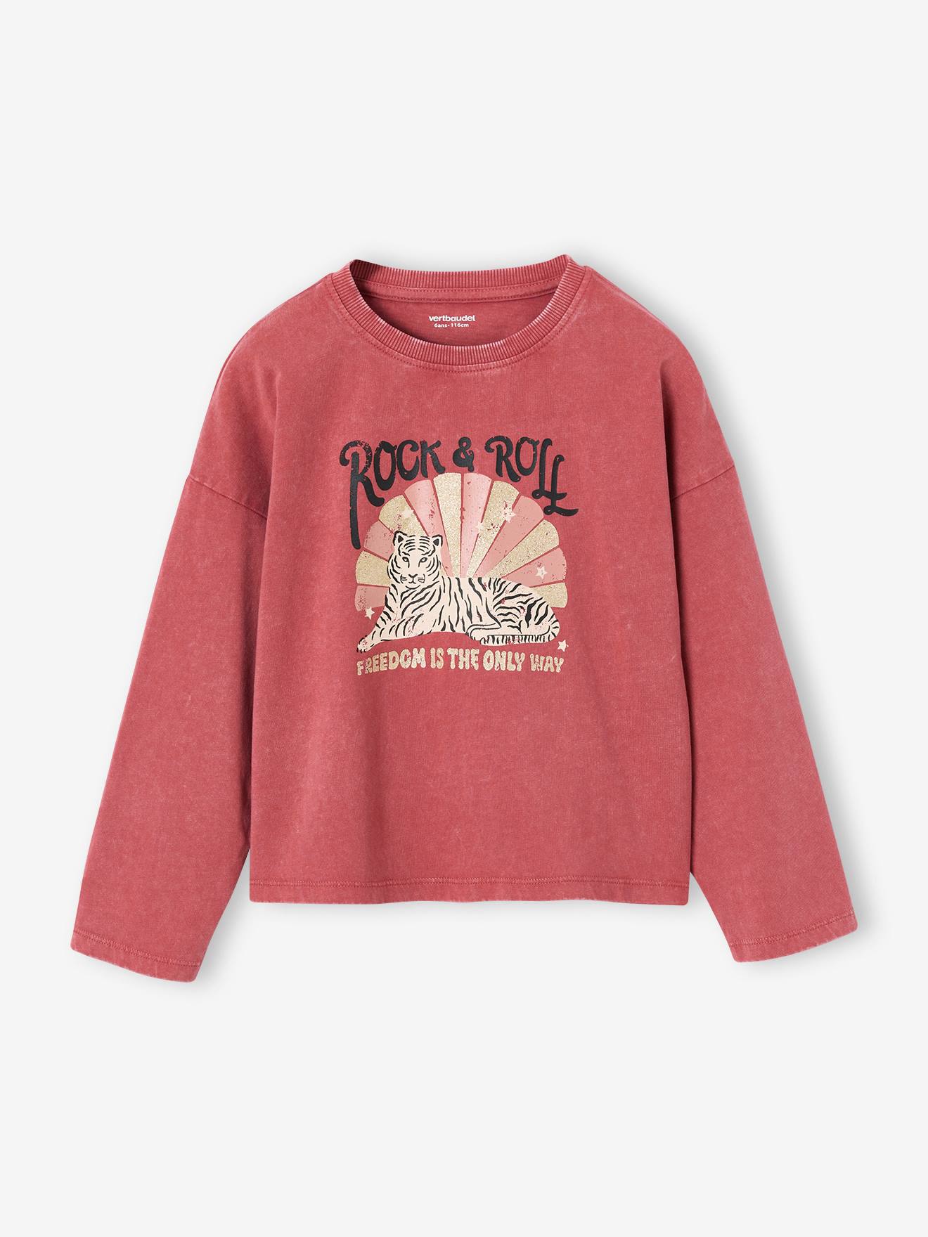 T-shirt manches longues fille vieux rose