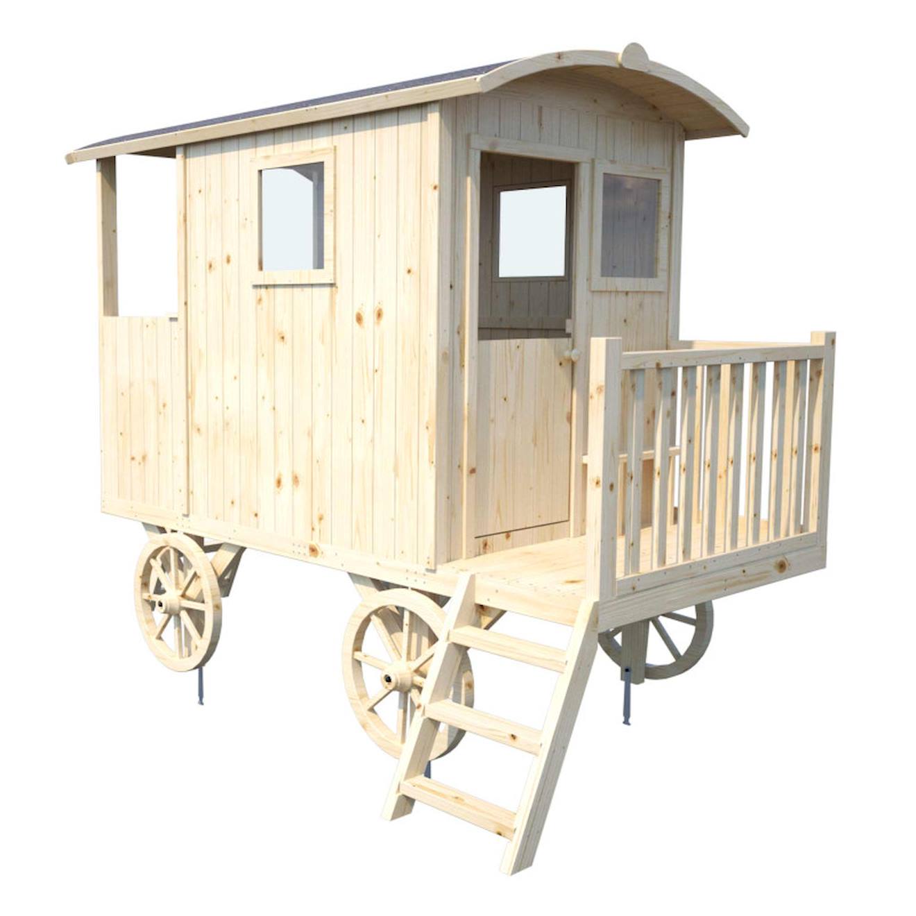 Cabane Roulotte En Bois Sur Pilotis Pour Enfants Carry Marron (soulet) - Image 2