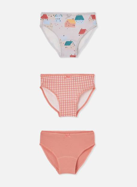 Fille-Lot 3 culottes fille imprimé maisons et vichy