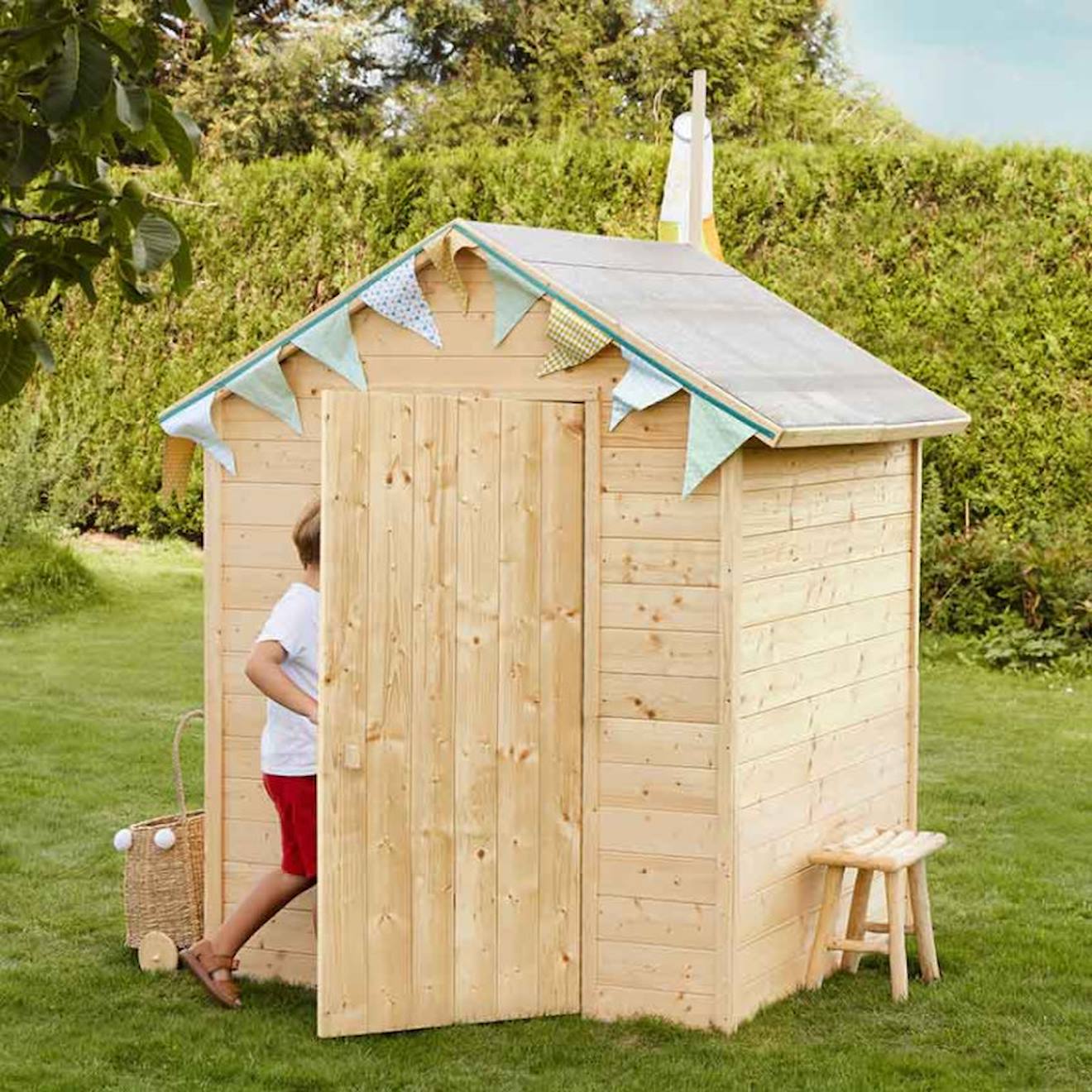 Cabane En Bois Avec Fenêtre Et Boîte Aux Lettres Garance Beige (soulet) - Image 1