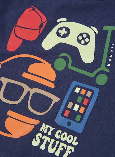 T-shirt garçon en maille imprimé gaming Bleu 4 - vertbaudet enfant 