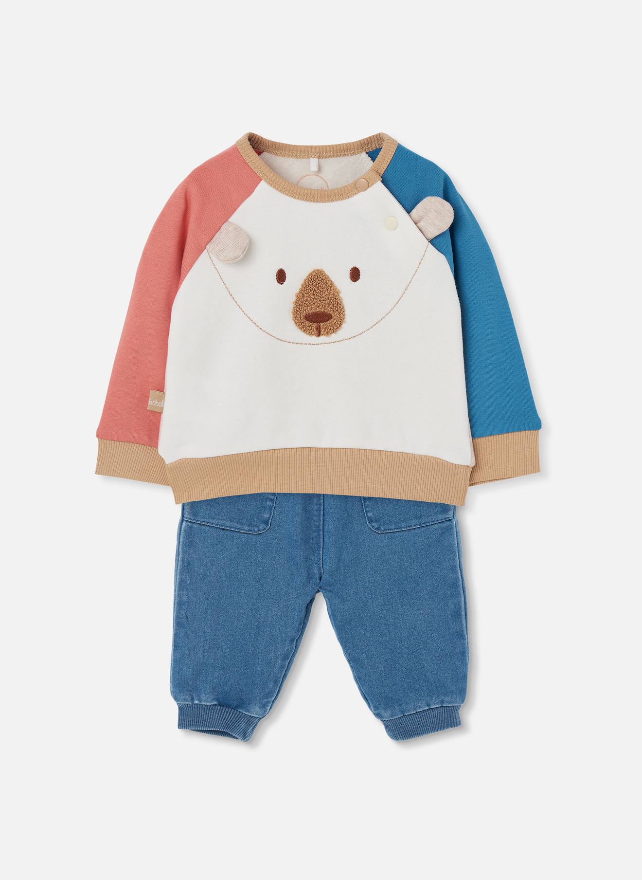 Ensemble Bébé Garçon En Maille Brodé D'ours Blanc