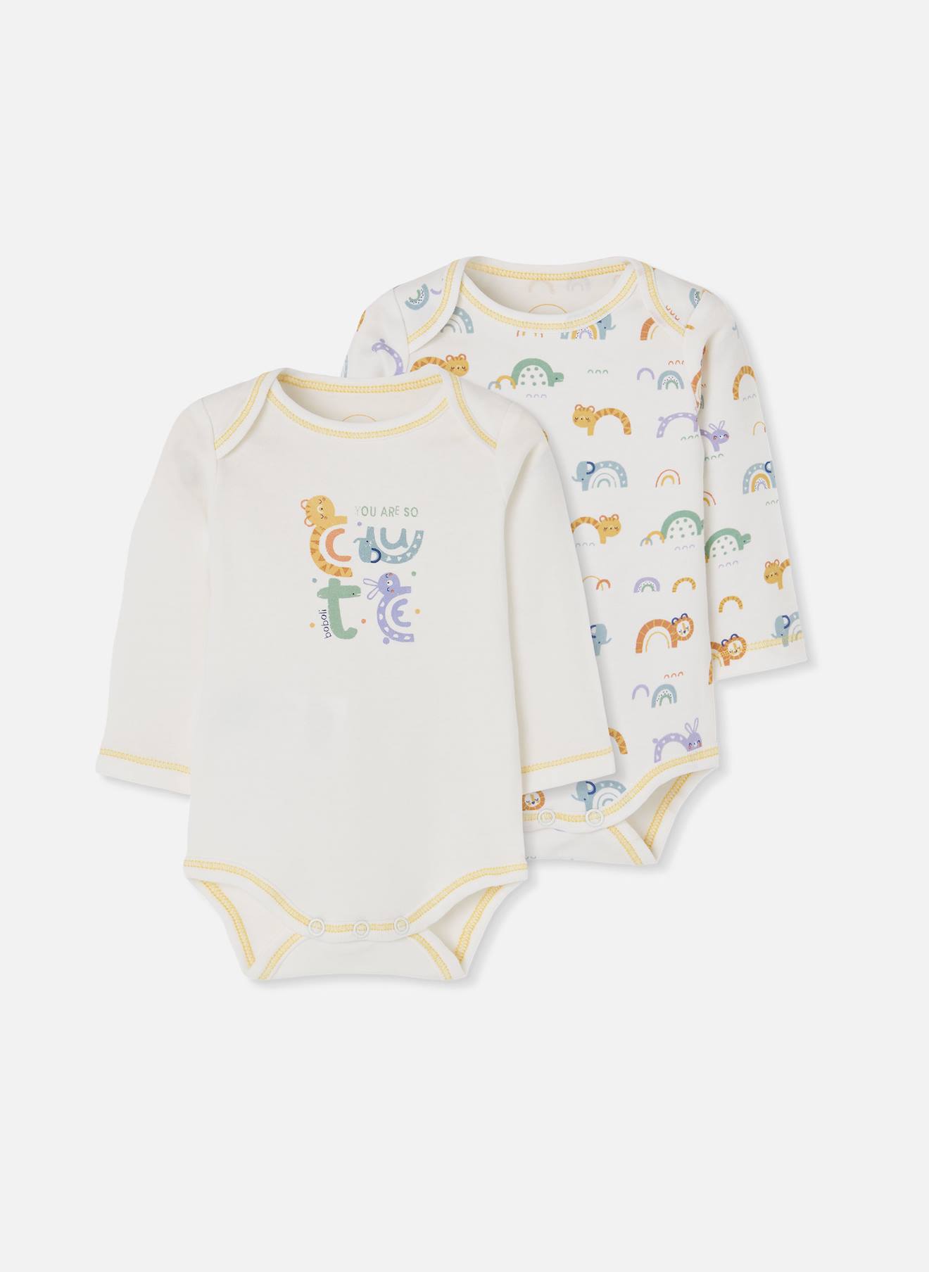 Lot 2 Bodies Bébé Imprimé Animaux Multicolore