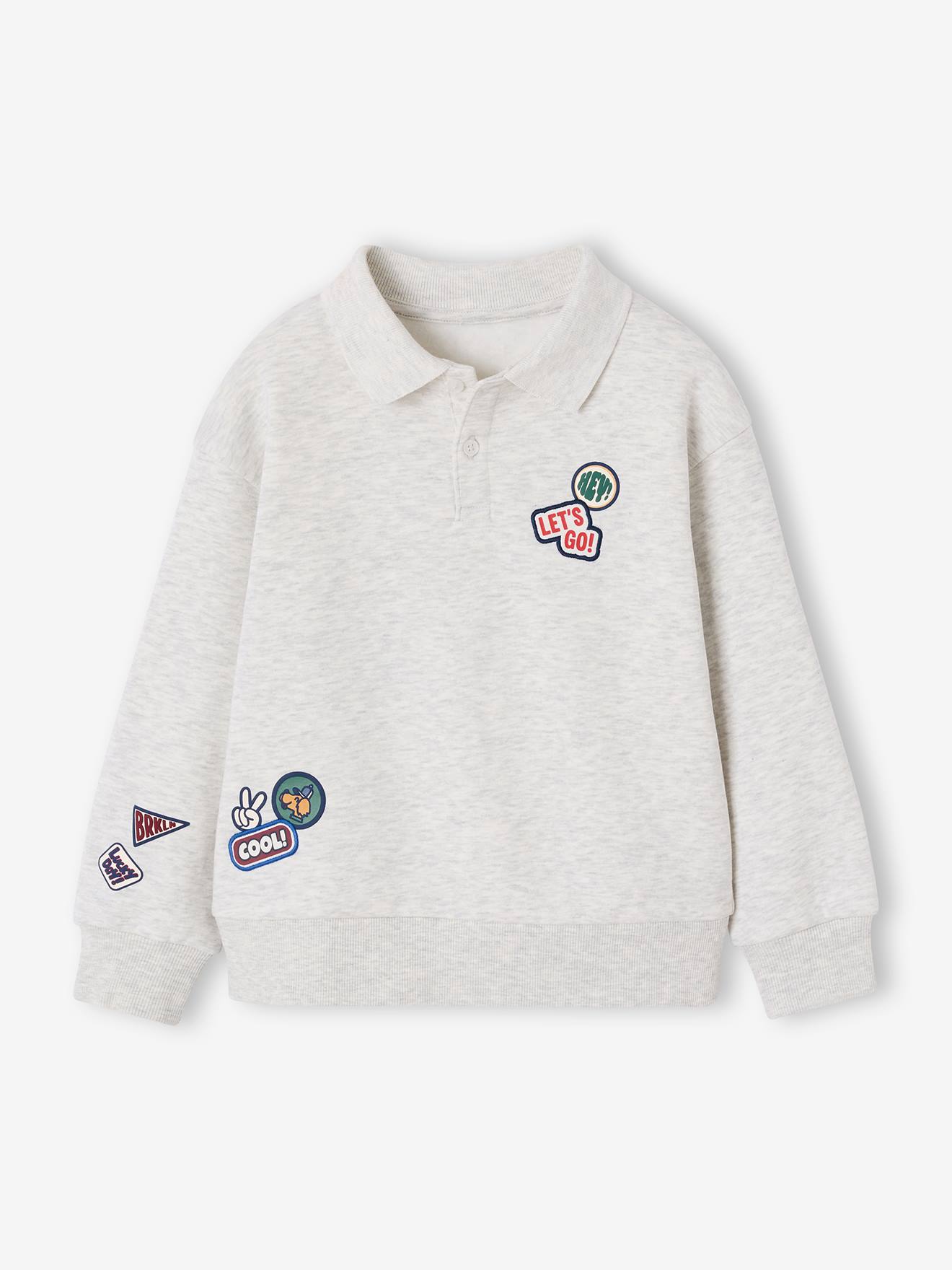 Sweat polo garçon gris chiné
