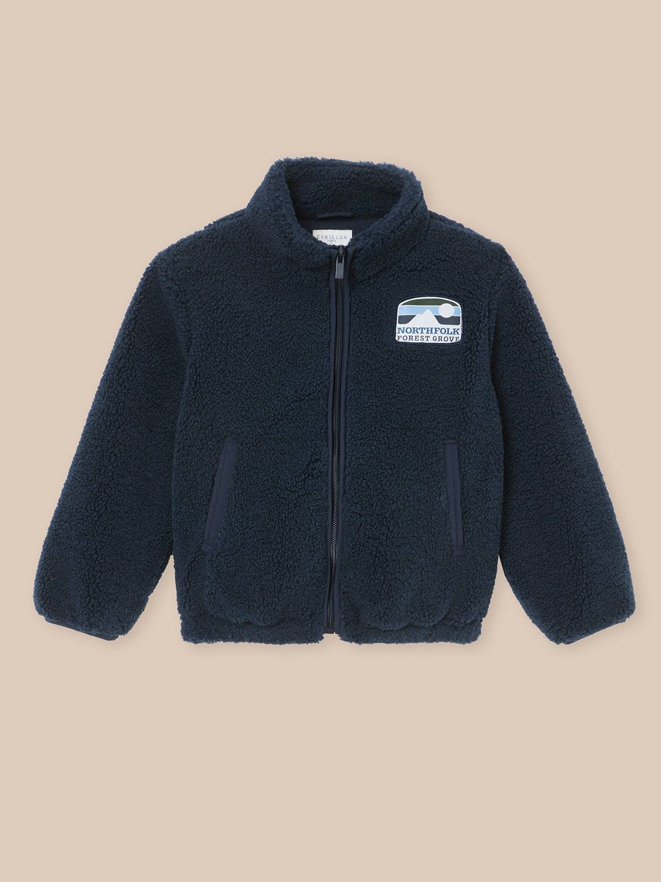 Cardigan Garçon Zippé En Sherpa Marine