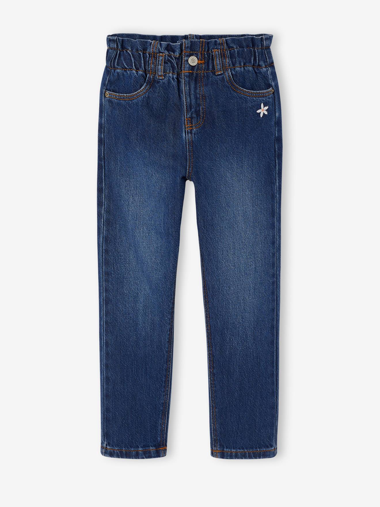 Pantalon paperbag fille bleu foncé