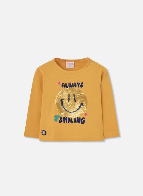 Fille-T-shirt en maille fille avec sequins smiley