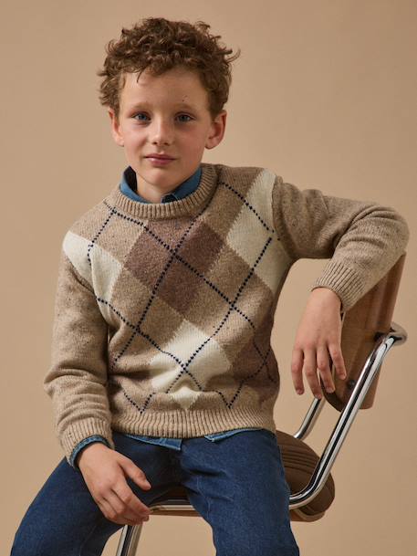 Garçon-Pull, gilet, sweat-Pull-Pull jacquard avec laine garçon