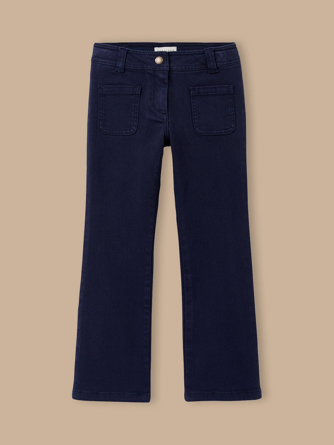Pantalon Flare En Twill Marine