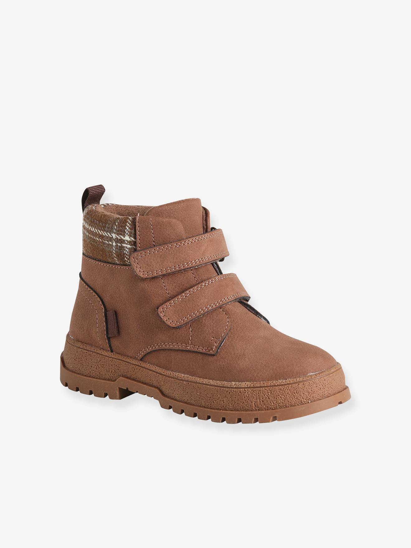 Boots garçon à scratchs marron