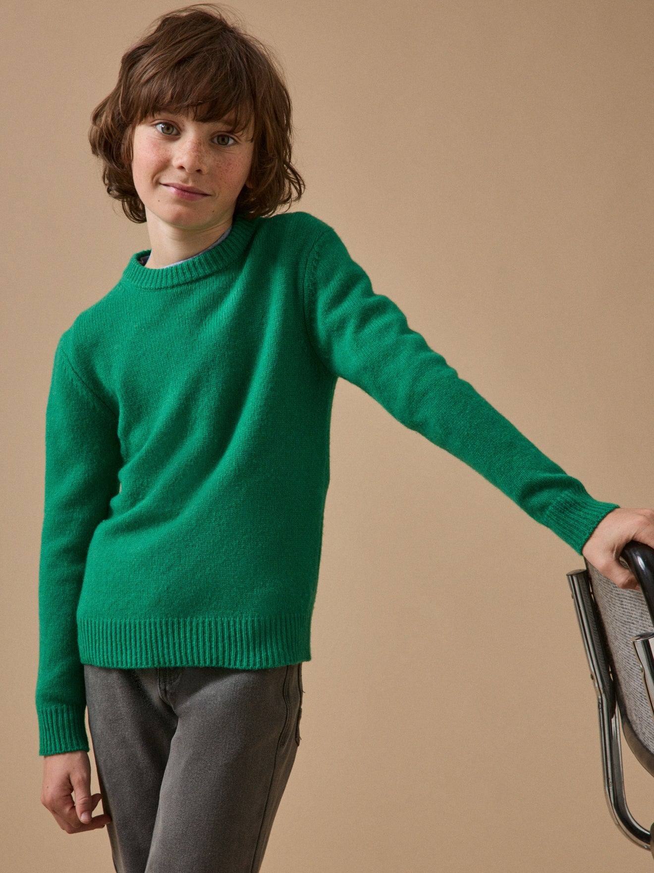 Pull Garçon En Laine Merinos Vert