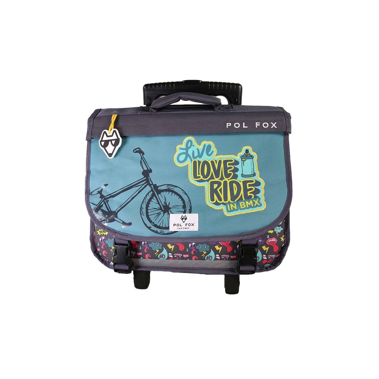 Cartable À Roulettes Réversible 2 Compartiments Rider - 38 Cm Bleu Cartable À Roulettes Réversible 2 Compartiments Rider - 38 Cm Bleu