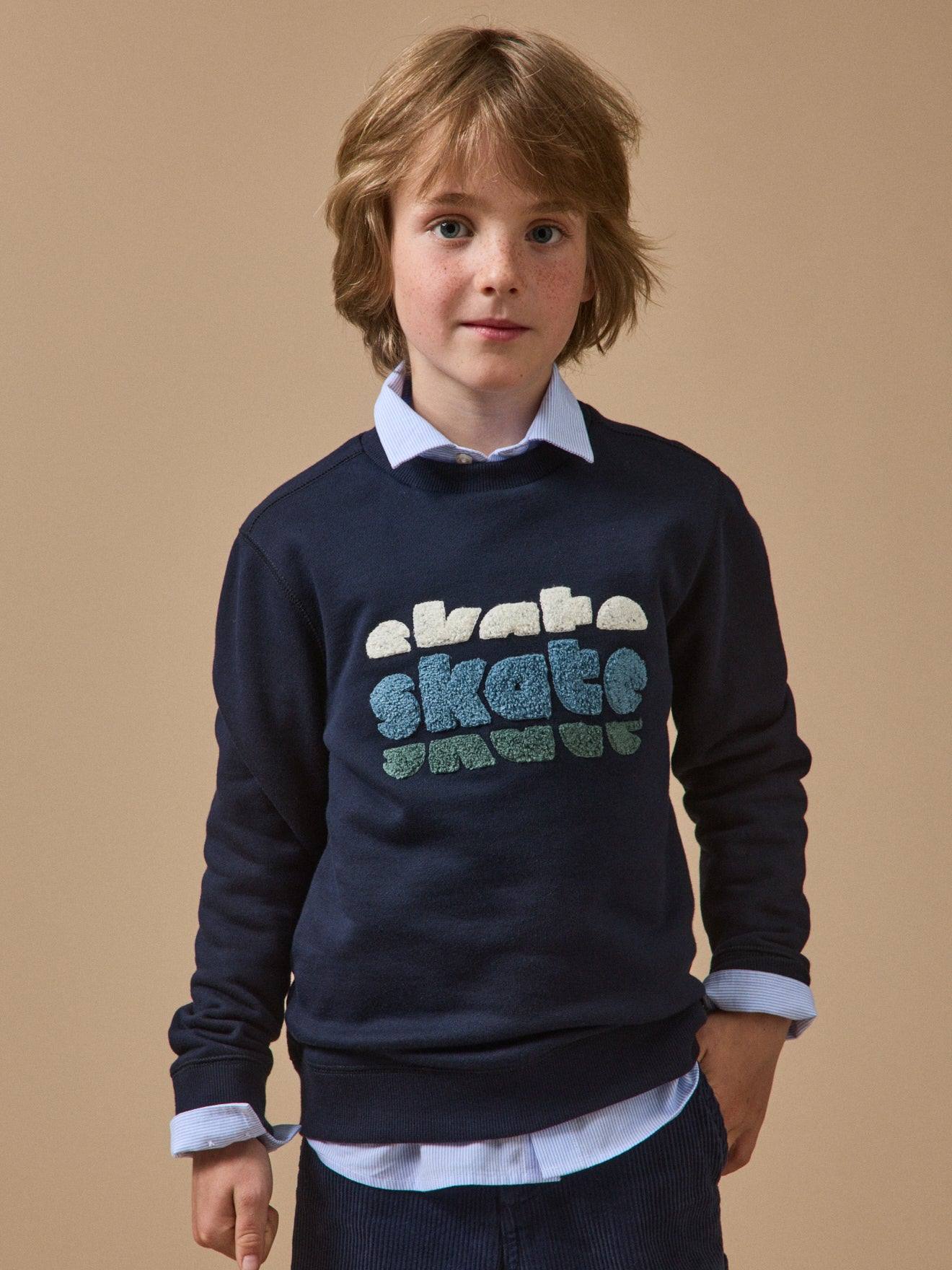 Sweat Brodé Garçon Marine