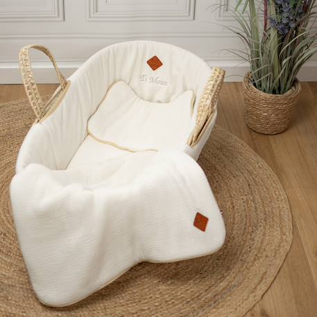Habillage de couffin en gaze de coton jeanne Beige+Blanc+Bleu+Camel+Écru+Gris clair+Rose+Terracotta+Vert de gris 22 - vertbaudet enfant 
