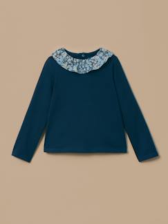 T-shirt col tissu liberty fille  - vertbaudet enfant