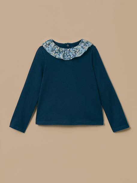 T-shirt col tissu liberty fille  - vertbaudet enfant