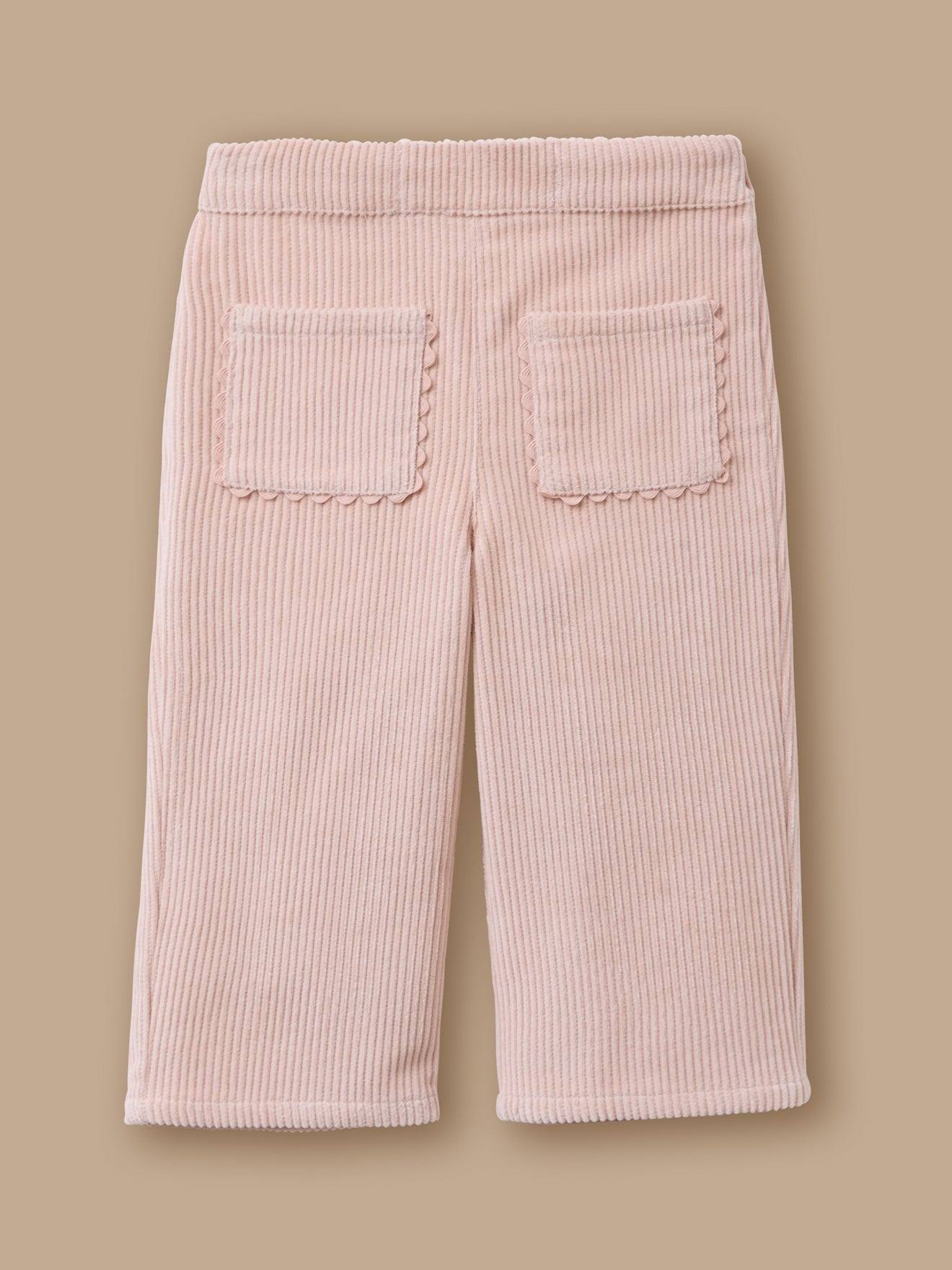Pantalon En Velours Festonné Bébé Rose Poudre