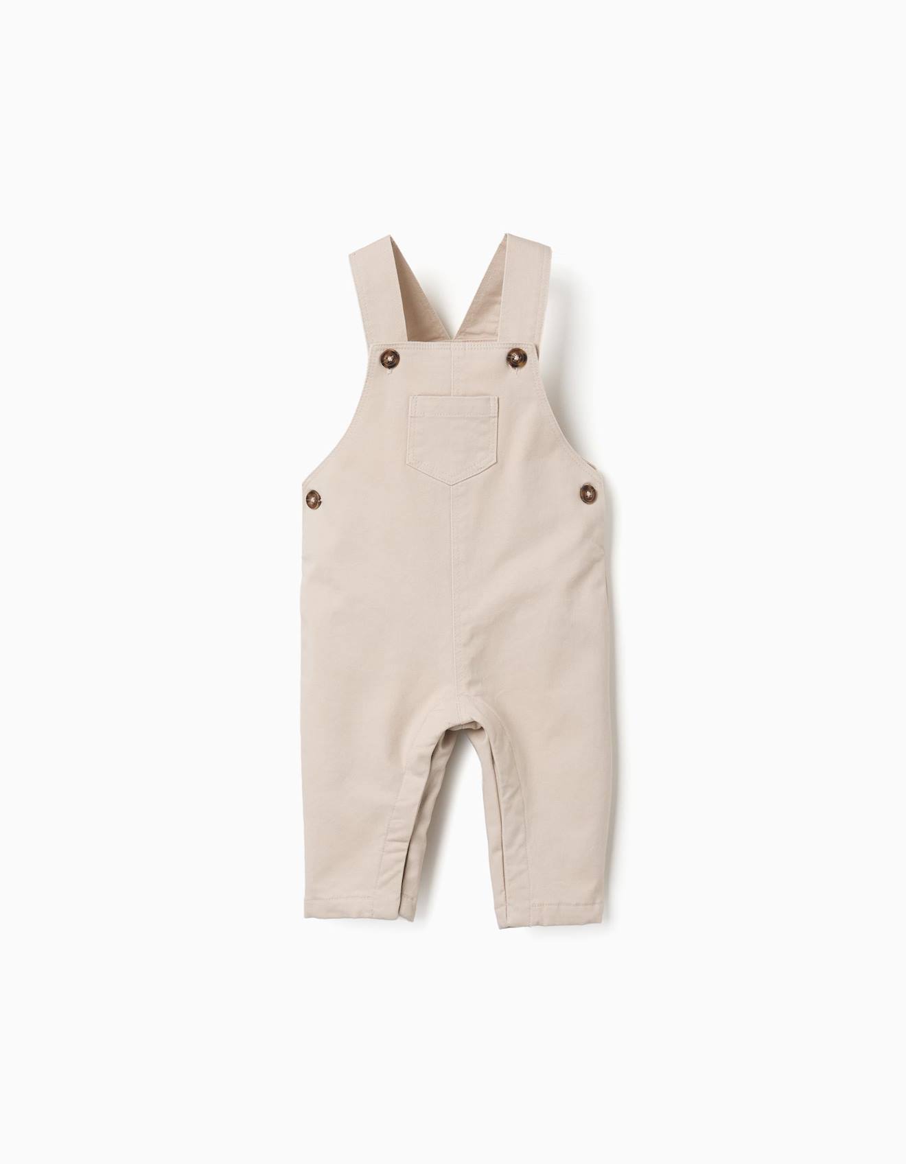 Salopette En Sergé Avec Poche Avant Beige Clair