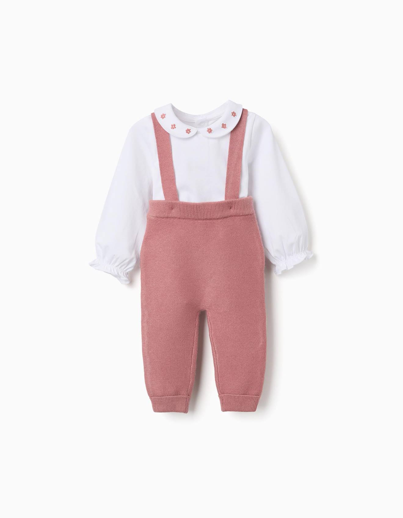Ensemble Body En Coton Et Pantalon En Maille Rose