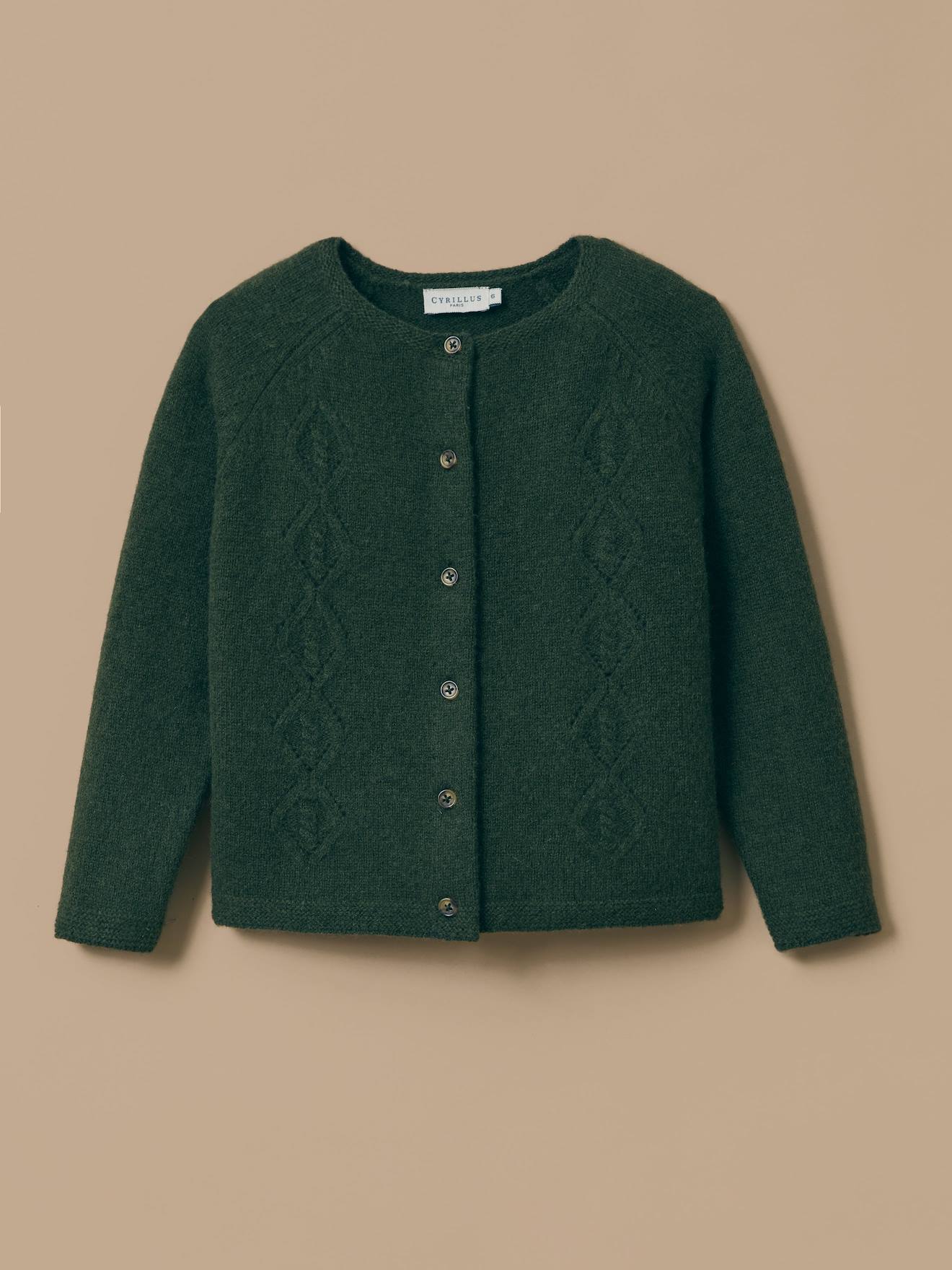 Cardigan En Laine Mérinos Vert Cardigan En Laine Mérinos Vert