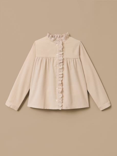 Fille-Chemise velours et dentelle fille