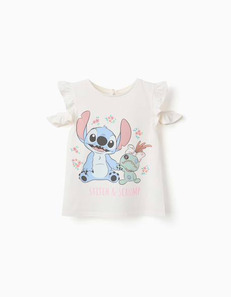 Fille-T-shirt, sous-pull-T-shirt-T-shirt en coton avec imprimé stitch & scrump