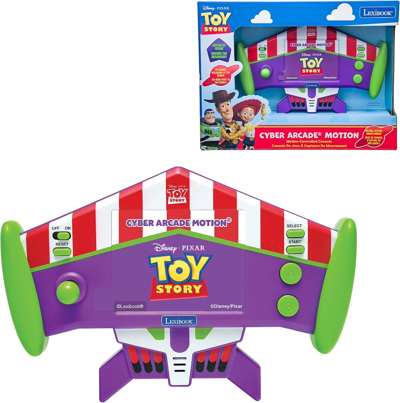 Console Portable 50 Jeux, Contrôle Gestuel, Toy Story, Écran Lcd Couleur Multicolore