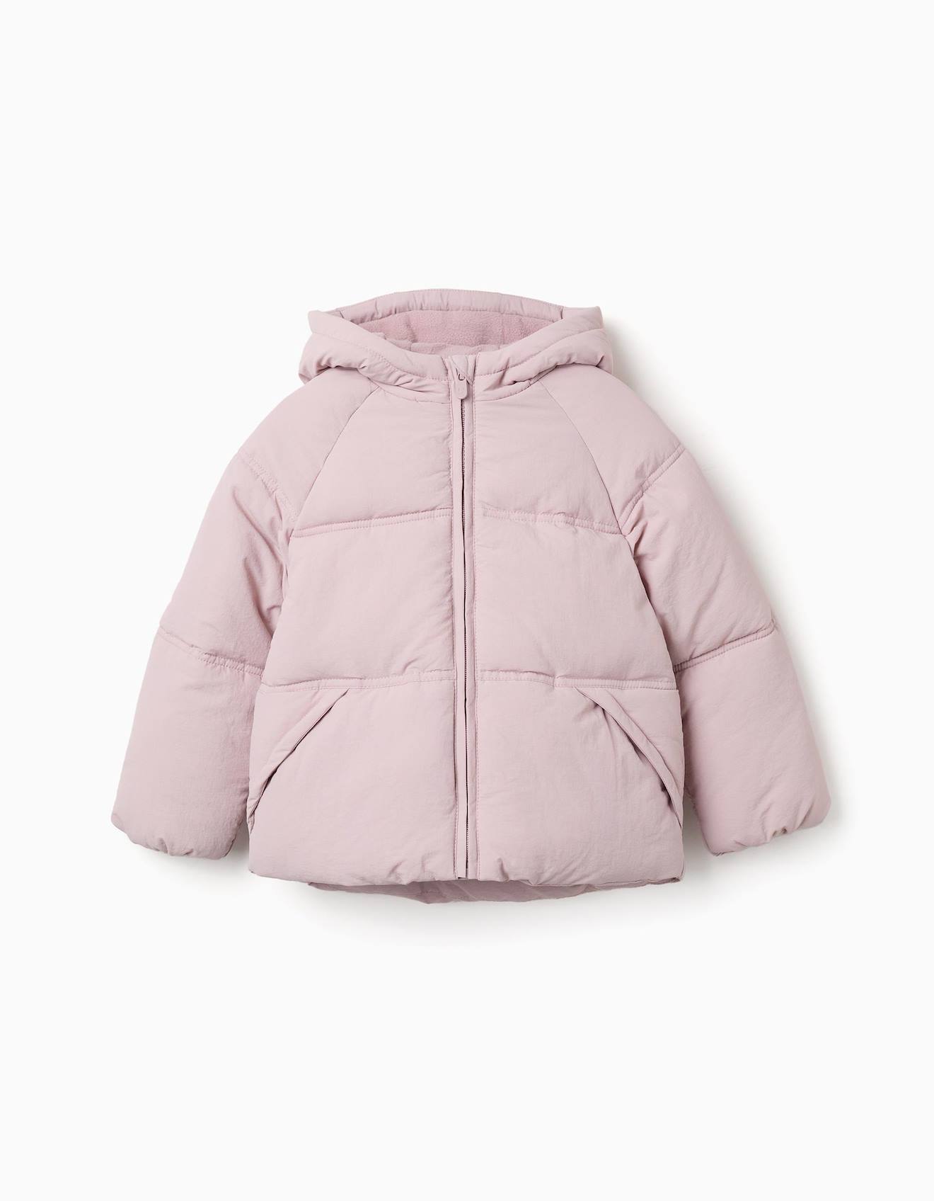 Doudoune Avec Capuche Et Doublure En Polaire Mauve Clair